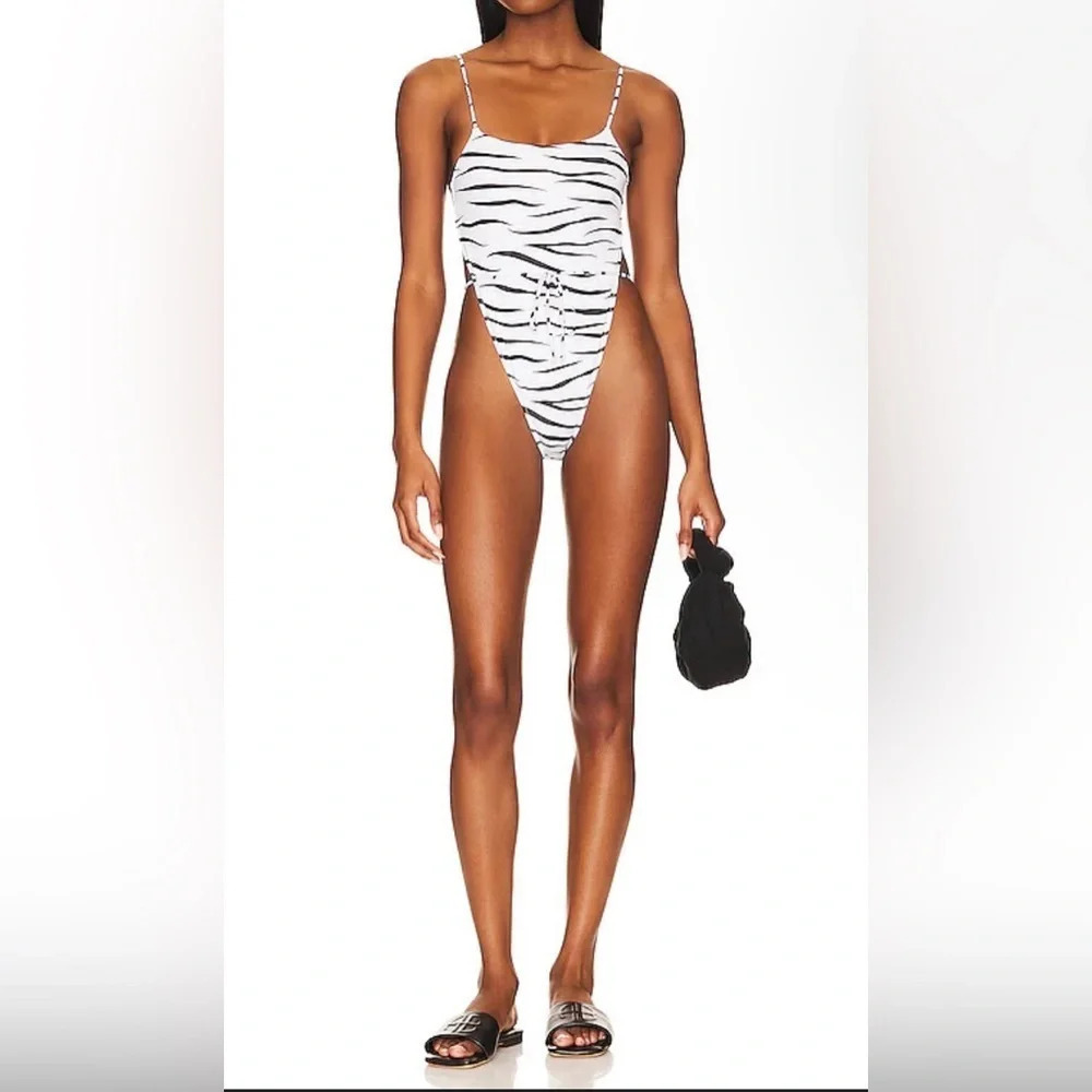 MONICA HANSEN BEACHWEAR Revolve Bardot One Piece zebra